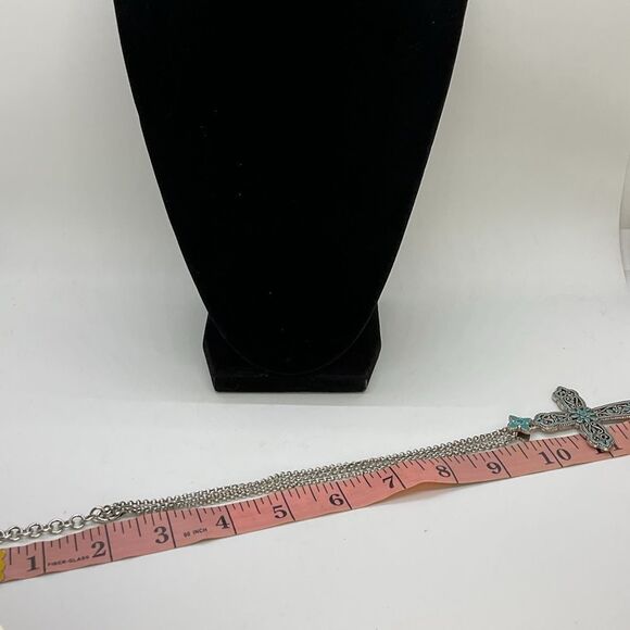 Brighton Double Strand Turquoise Enamel Cross Necklace - Picture 7 of 7